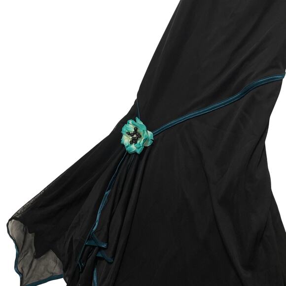 BNWT VTG Y2K 00's Ruby Rox Black Asymmetrical Babydoll Halter Midi Dress M Fairy - Picture 2 of 5